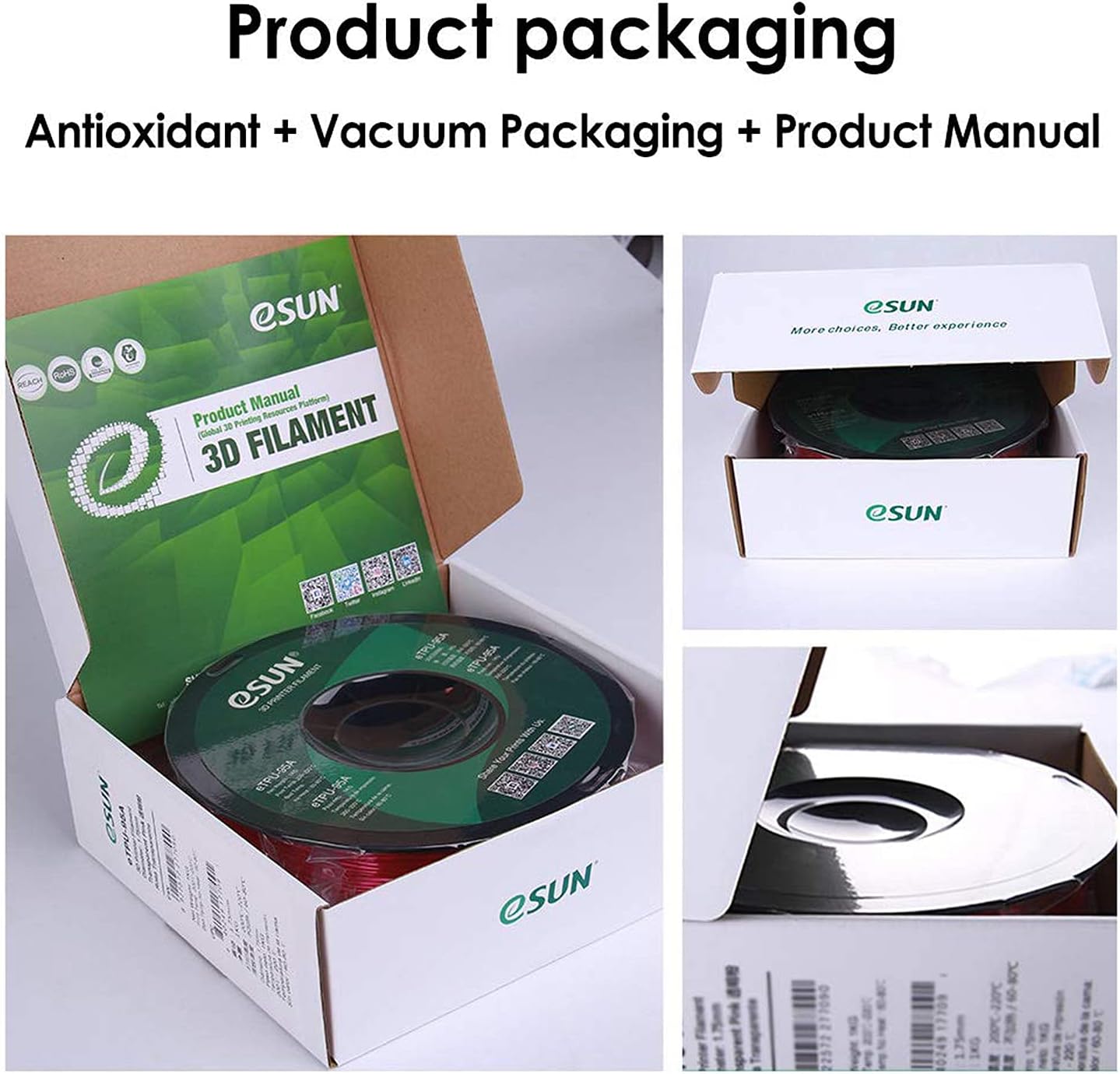 Thumbnail 6 de eSUN PLA+ 3KG 3D Drucker Filament Silber