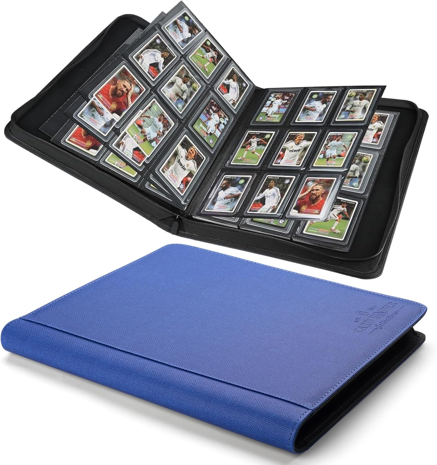 Thumbnail 6 de Toploader Binder with 9-Pocket Pages, 288 Card Capacity, 3x4 Rigid Card Holders in PU Leather (Black)