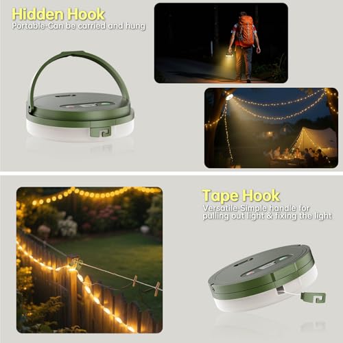 Thumbnail 5 de Giliwosy Camping Lichterkette 10 m – Aufrollbar, 8 Modi, 2600 mAh Akku, Timer, IP44/IP65, USB-Aufladung