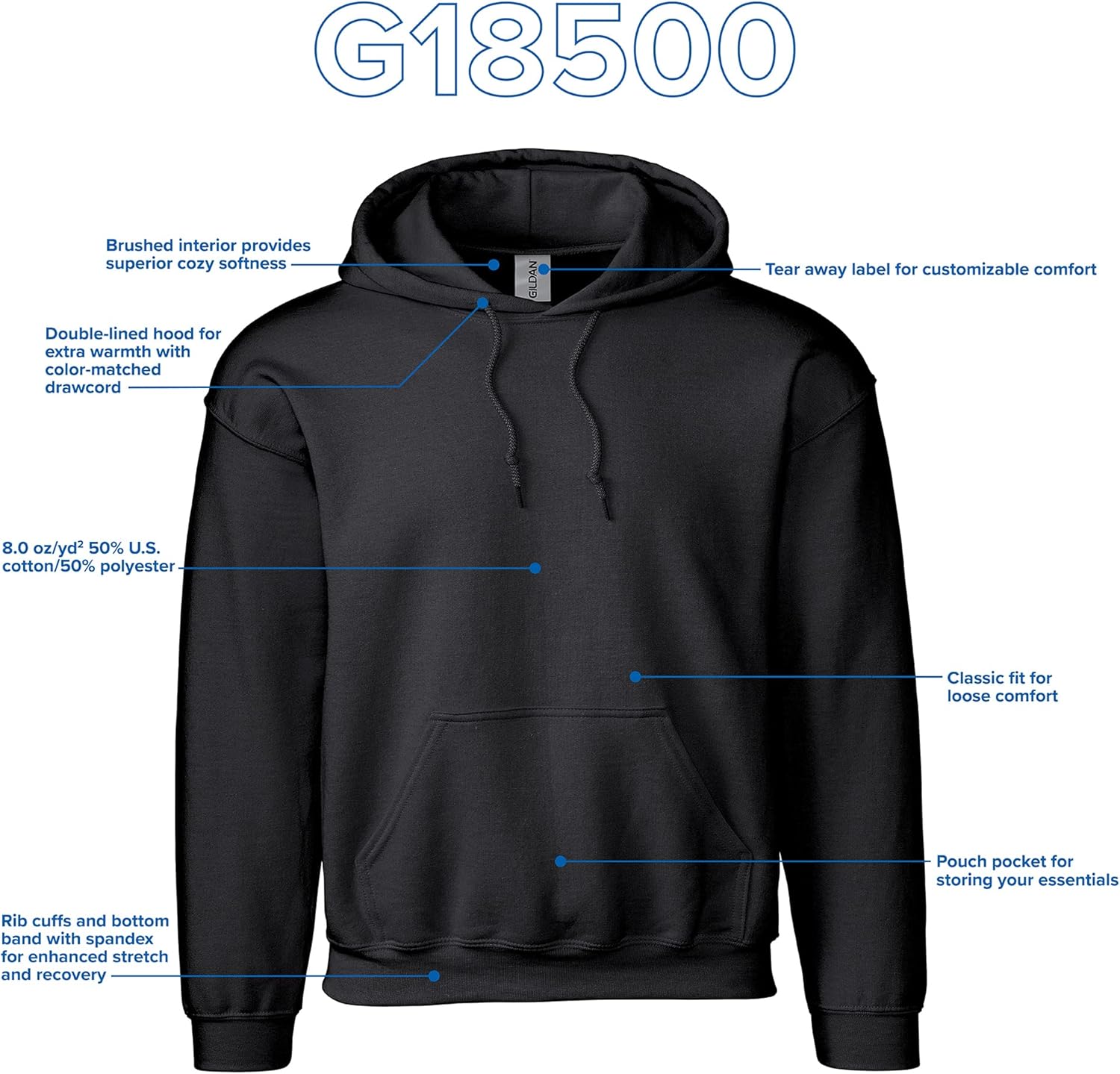 Thumbnail 4 de Gildan Sweat-shirt en Polaire à Capuche Style G18500 Homme — Lot de 1