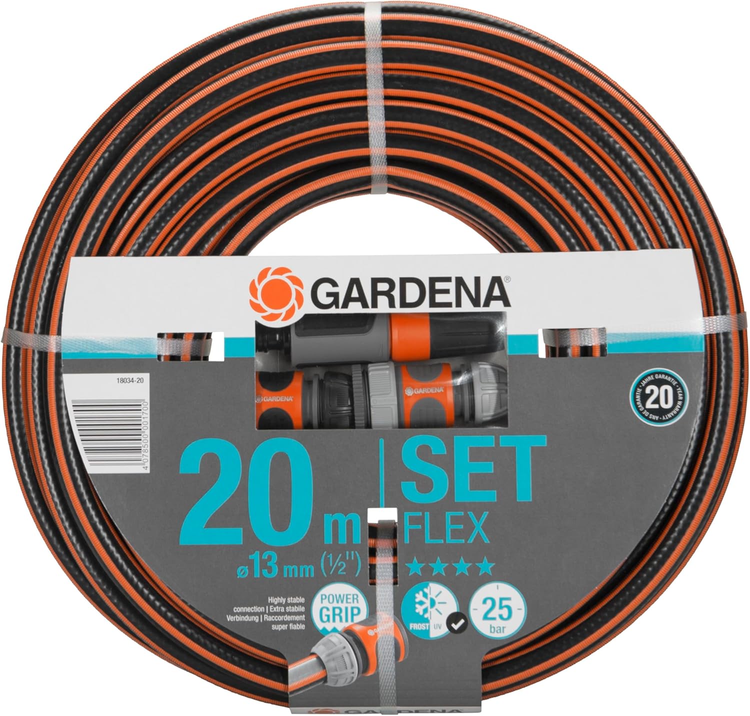 Detalle de Gardena Comfort FLEX Schlauch 13 mm (1/2 Zoll) 20 m – Komplettset mit Systemteilen