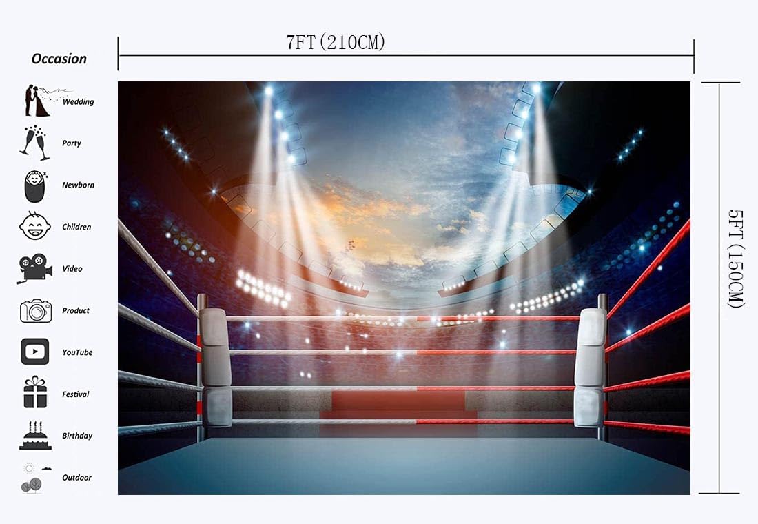 Thumbnail 2 de Haosphoto Boxing Ring Backdrop 7x5ft for Photography (HS582) – A practical vinyl stage prop
