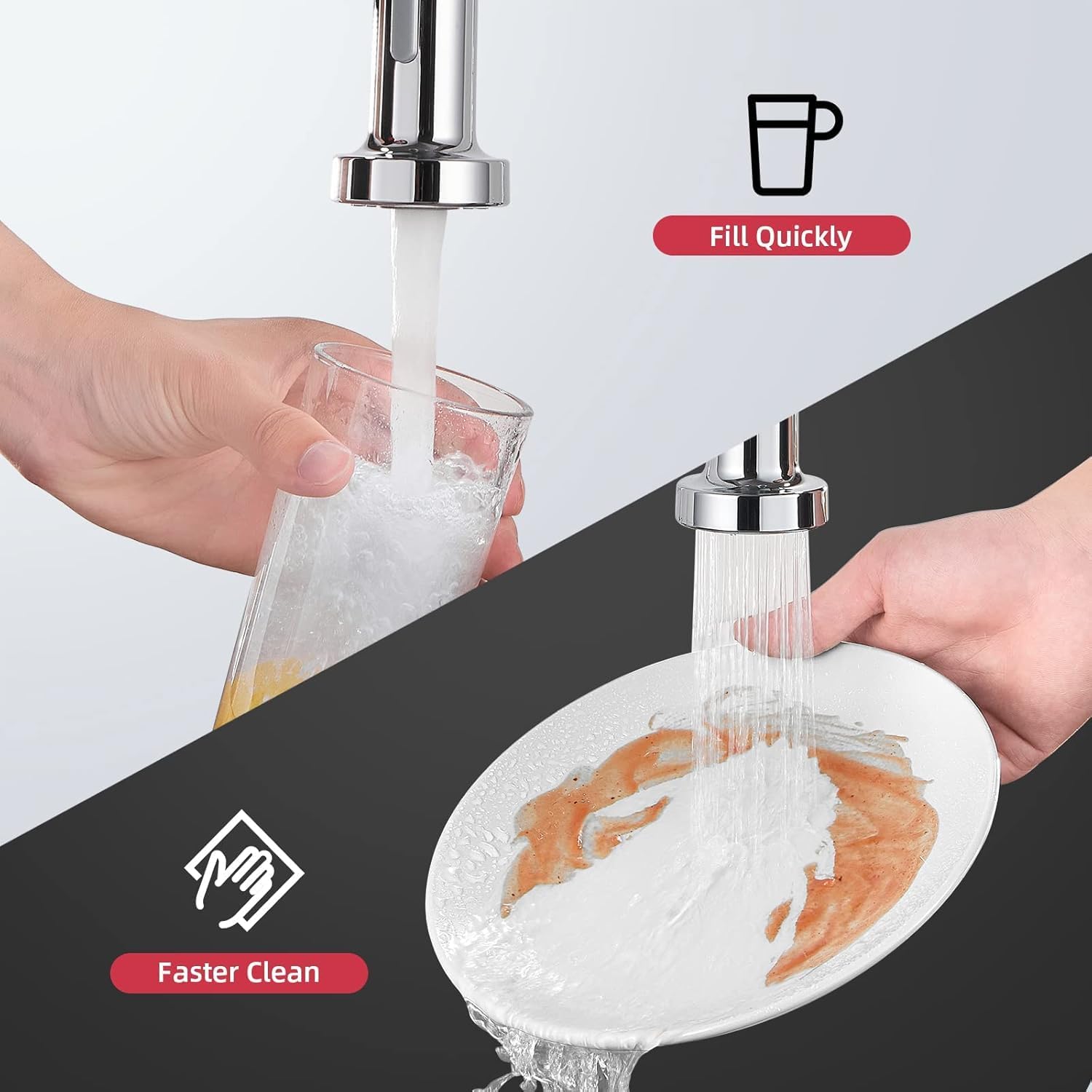 Detalle de Cobbe Kitchen Tap: Spring Sink Mixer with Pull‑Down Sprayer 360°