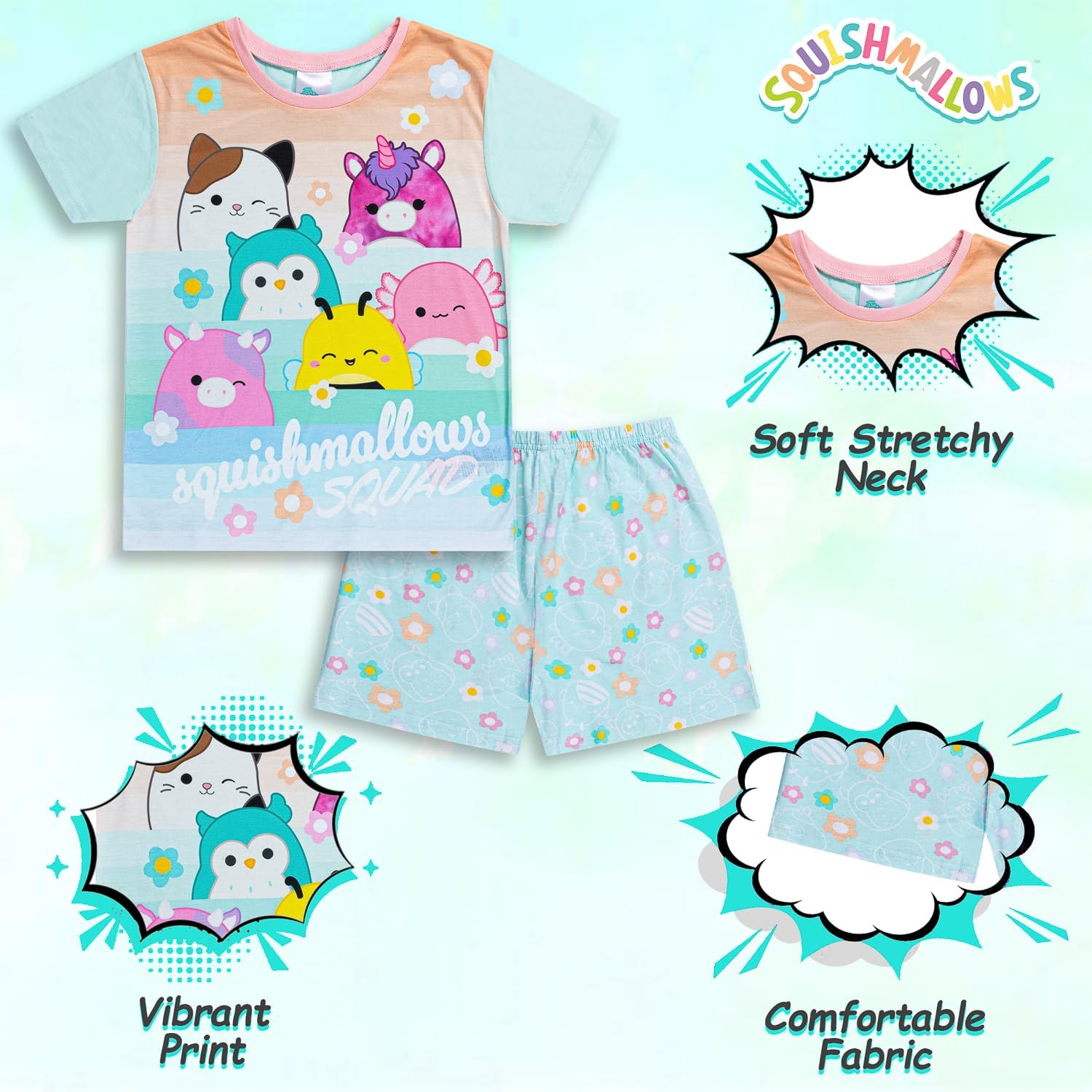 Thumbnail 2 de Squishmallows Girls Pyjamas: Squish Squad Short Pajama Set for Girls