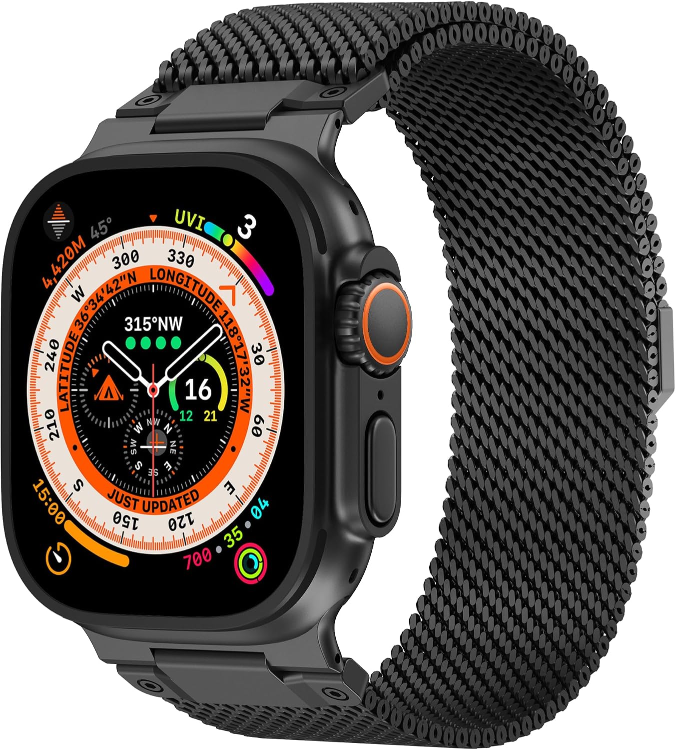 Milanese Loop Compatible for Apple Watch Ultra 3/2/1 — 24mm Ultra-Wide Stainless Steel Rugged Mesh Band