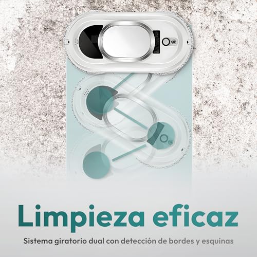 Detalle 2 de JUPPLIES Robot Limpiacristales 90W con Succión 5600Pa – 3 Modos Automáticos, Control Remoto y Seguridad Anticaída