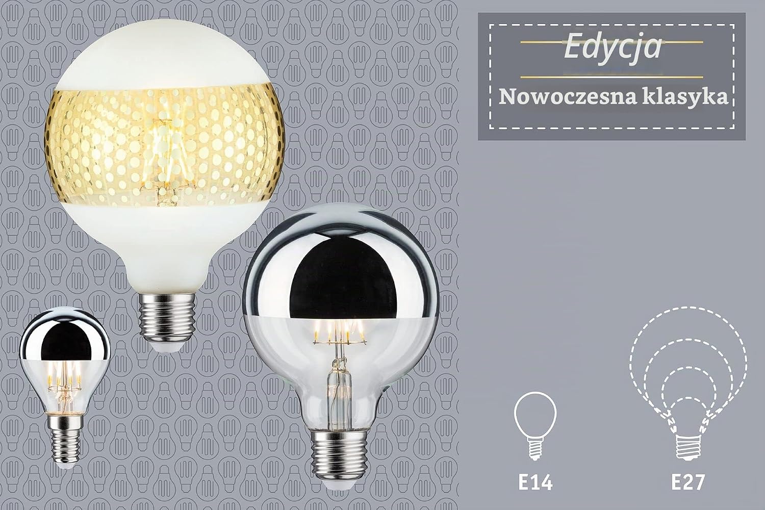 Detalle de Paulmann 28677 żarówka LED G95 E27, czarny chrom, 2700 K, ściemniana