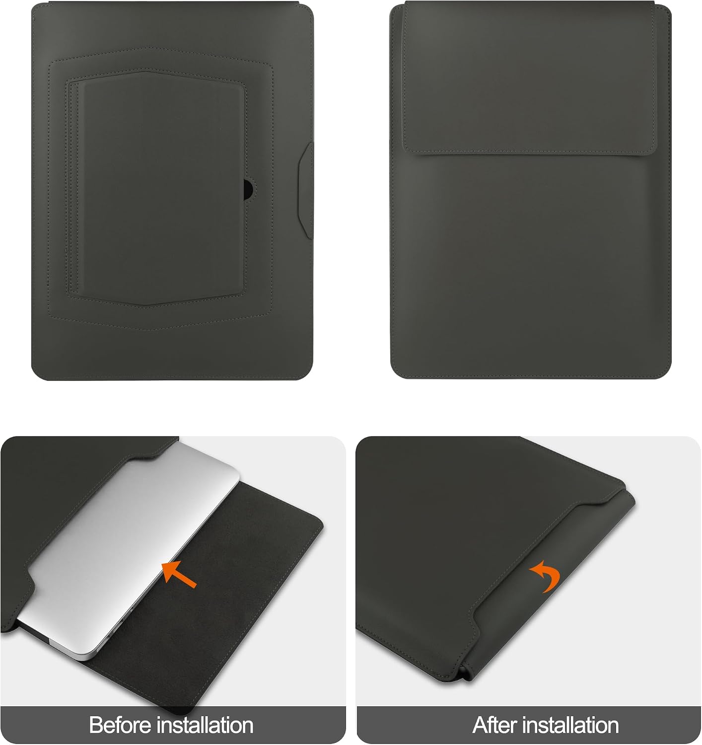 Detalle 2 de HoYiXi Laptop-Hülle für 13–14 Zoll (grau) mit verstellbarem Standfuß und integriertem Mauspad