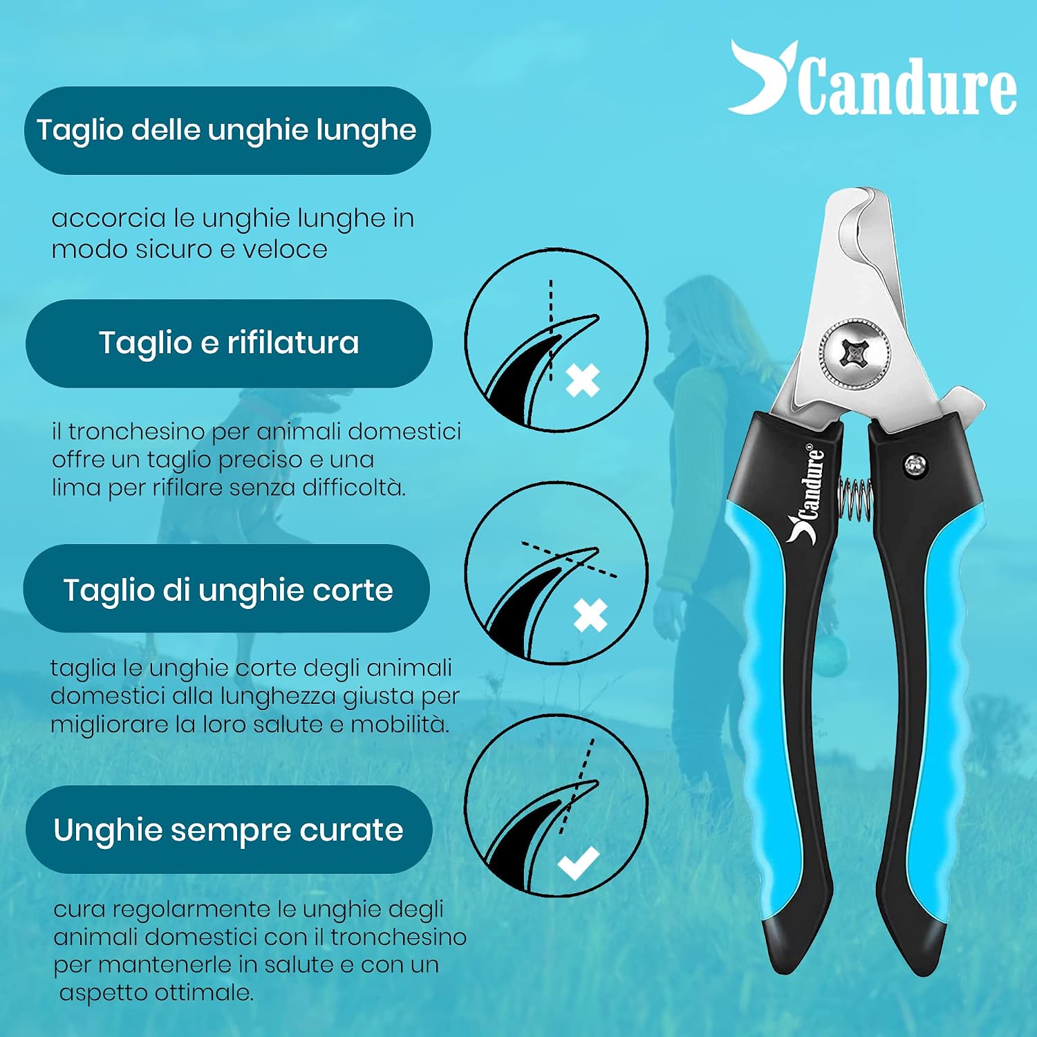 Detalle de Candure Tagliaunghie Cane e Gatto con Guardia in Acciaio Inossidabile — Pro e Contro