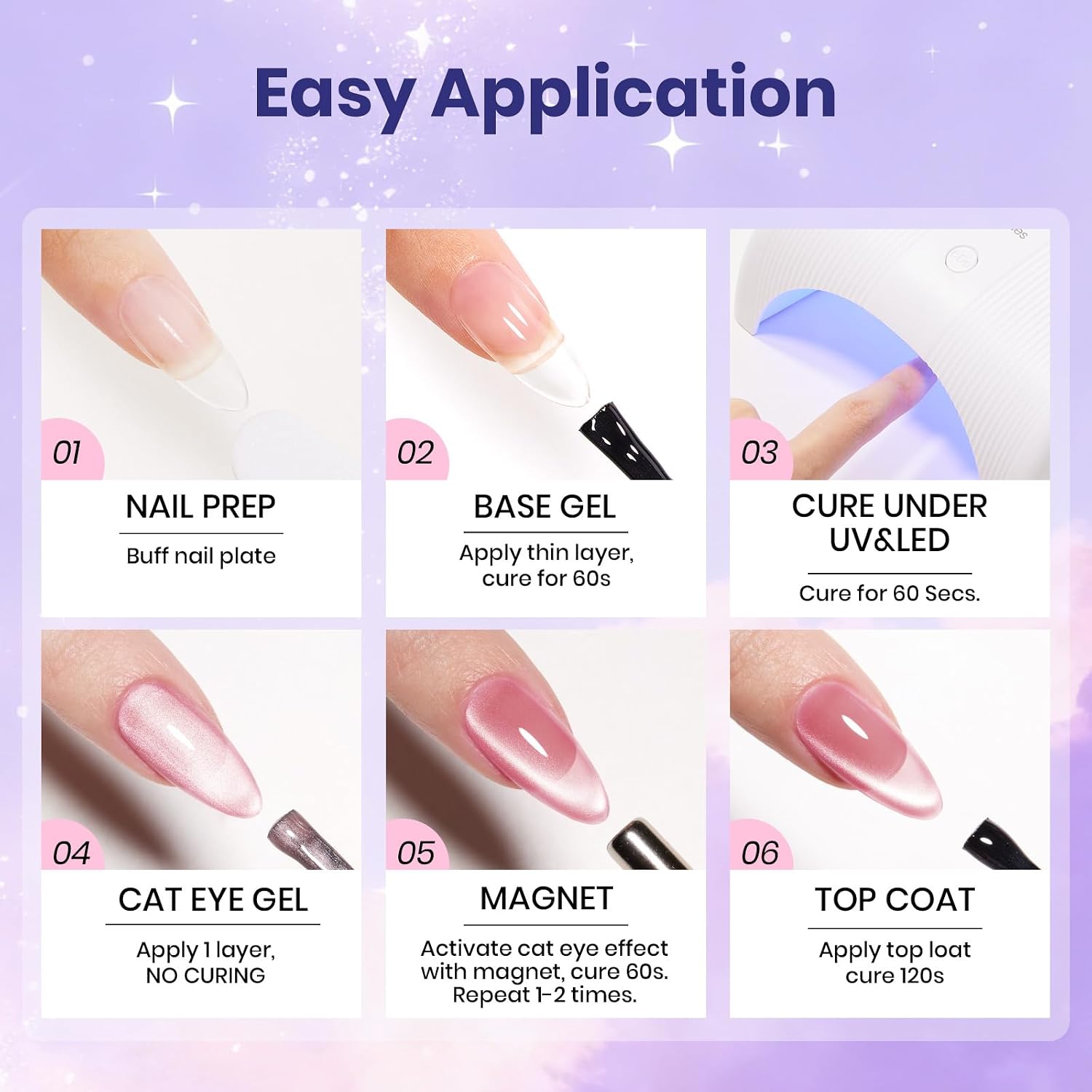 Thumbnail 6 de Beetles Romantic Galaxy Cat Eye Gel Nail Polish Set (6 Colors) — UV/LED Glitter & Velvet Magnet Finish