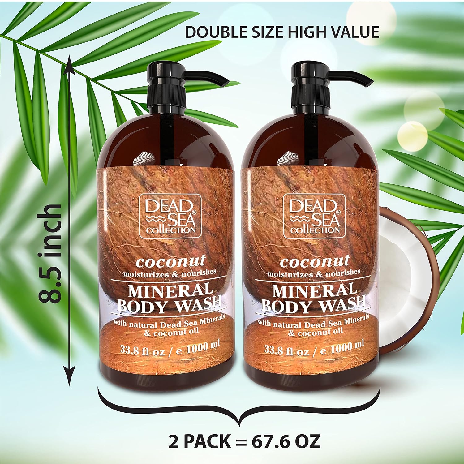 Detalle de Dead Sea Collection 7290107429467 Coconut Body Wash, 2-Pack with Dead Sea Minerals