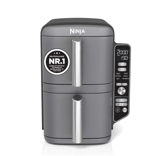 Detalle de Ninja Double Stack XL Heißluftfritteuse – 9,5 L, 4 Ebenen, Grau