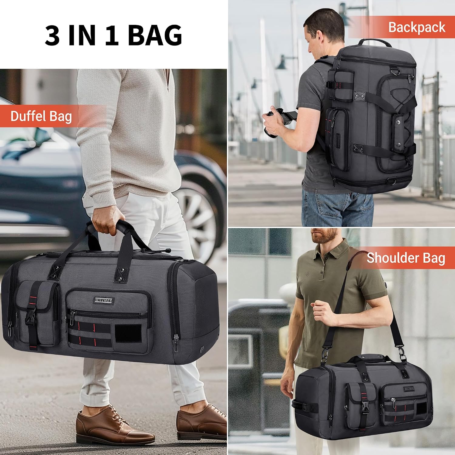 Thumbnail 1 de WITZMAN 45L Reisetasche Duffle 3in1 mit Schuhfach – Groß, 3-in-1 Transporttasche
