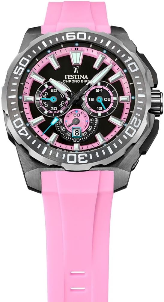 Thumbnail 2 de Festina Herrenuhr Analog – Kautschuk Rosa, Quarzwerk, Chronograph, Datum, 20 ATM – F20725/2 Chrono Bike