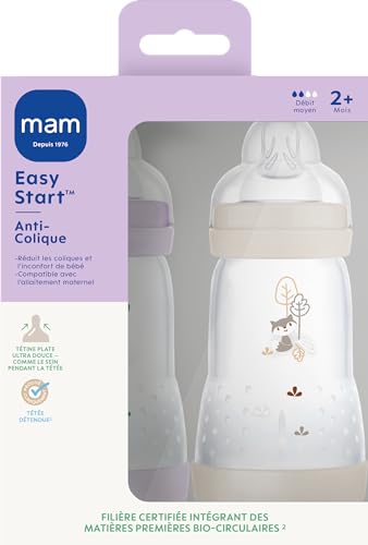 Thumbnail 1 de MAM Easy Start Anti-Colique Lot de 2 Biberons 260 ml (2+ mois) Lilas + Sable