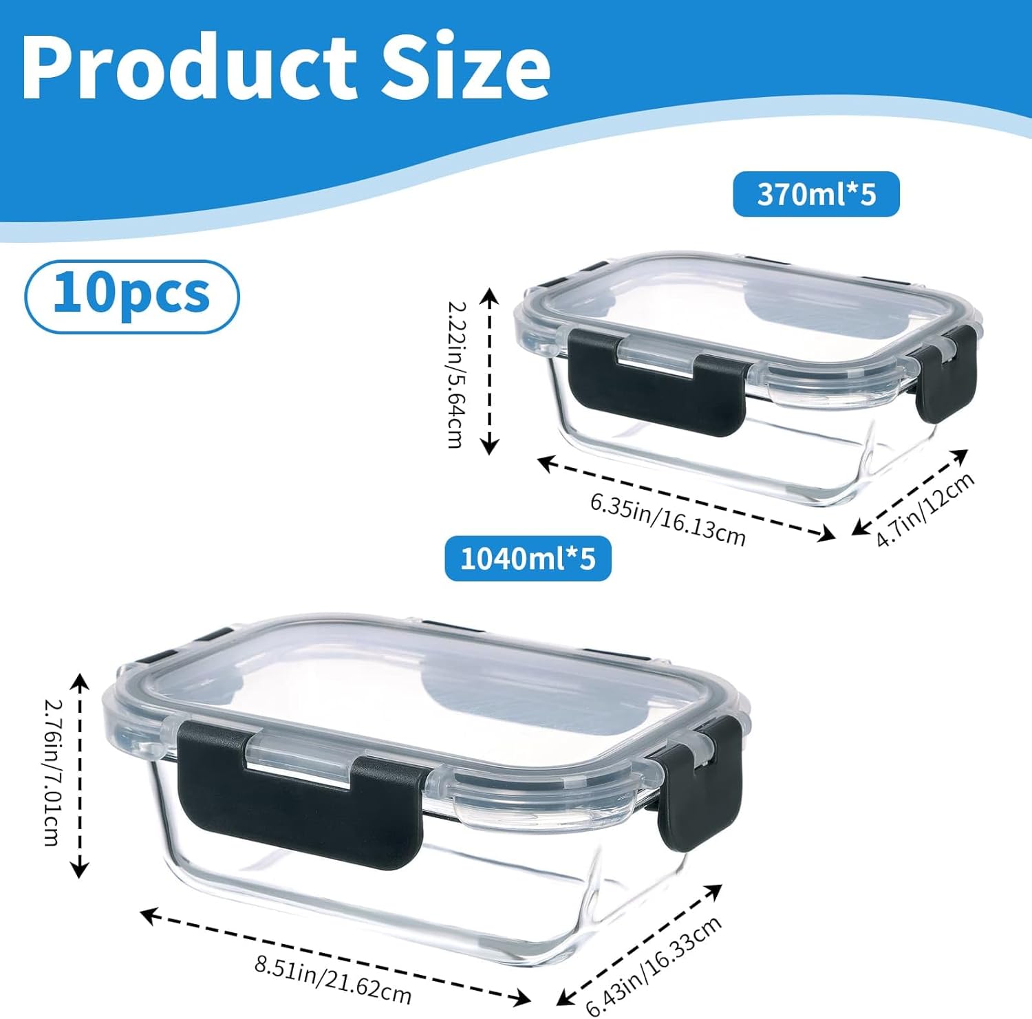 Detalle de Eidoct Glass Containers 10 Pack 🍽