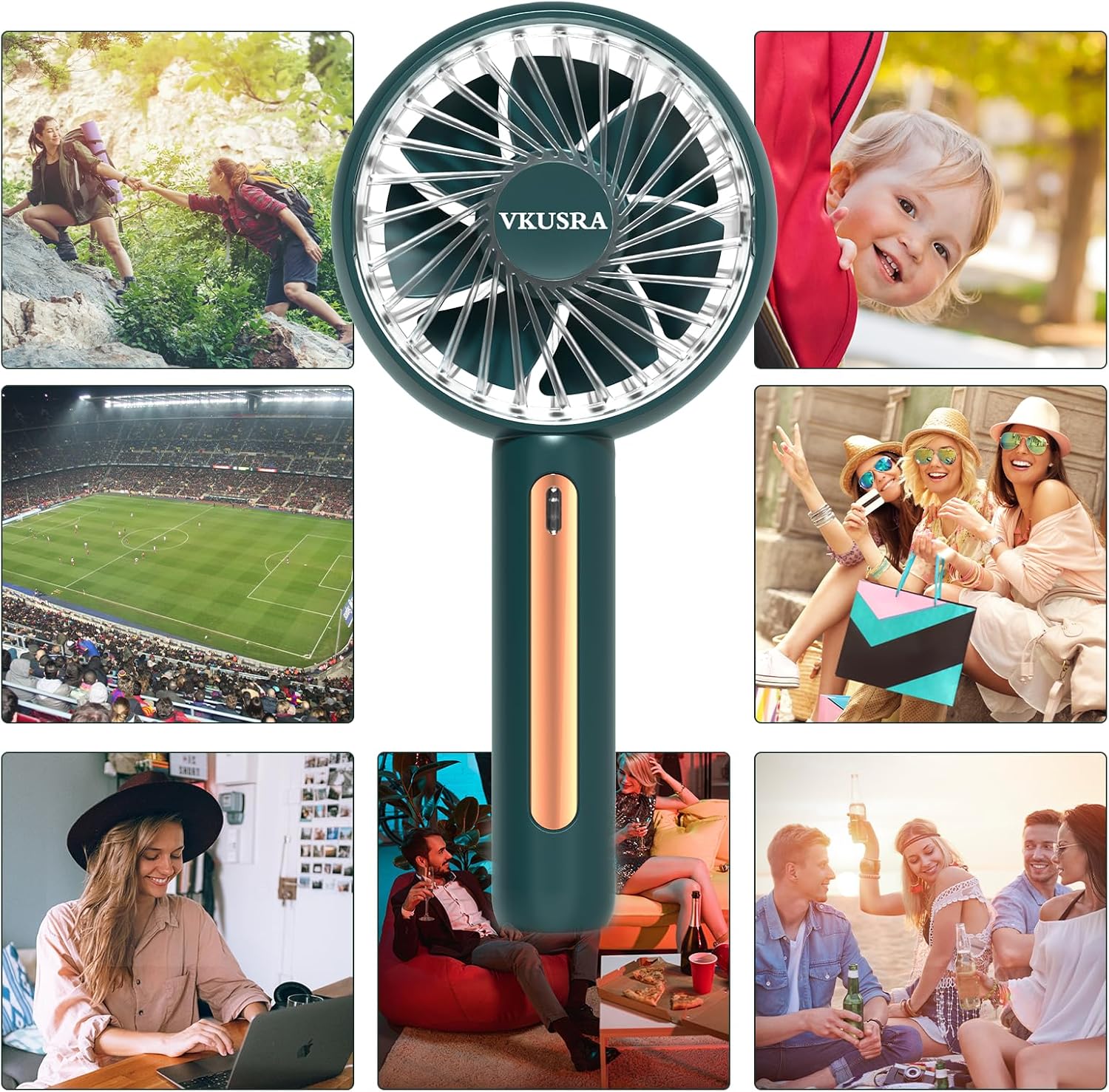 Thumbnail 5 de VKUSRA Powerful Handheld Fan – a practical USB-rechargeable handheld with phone stand and adjustable angle