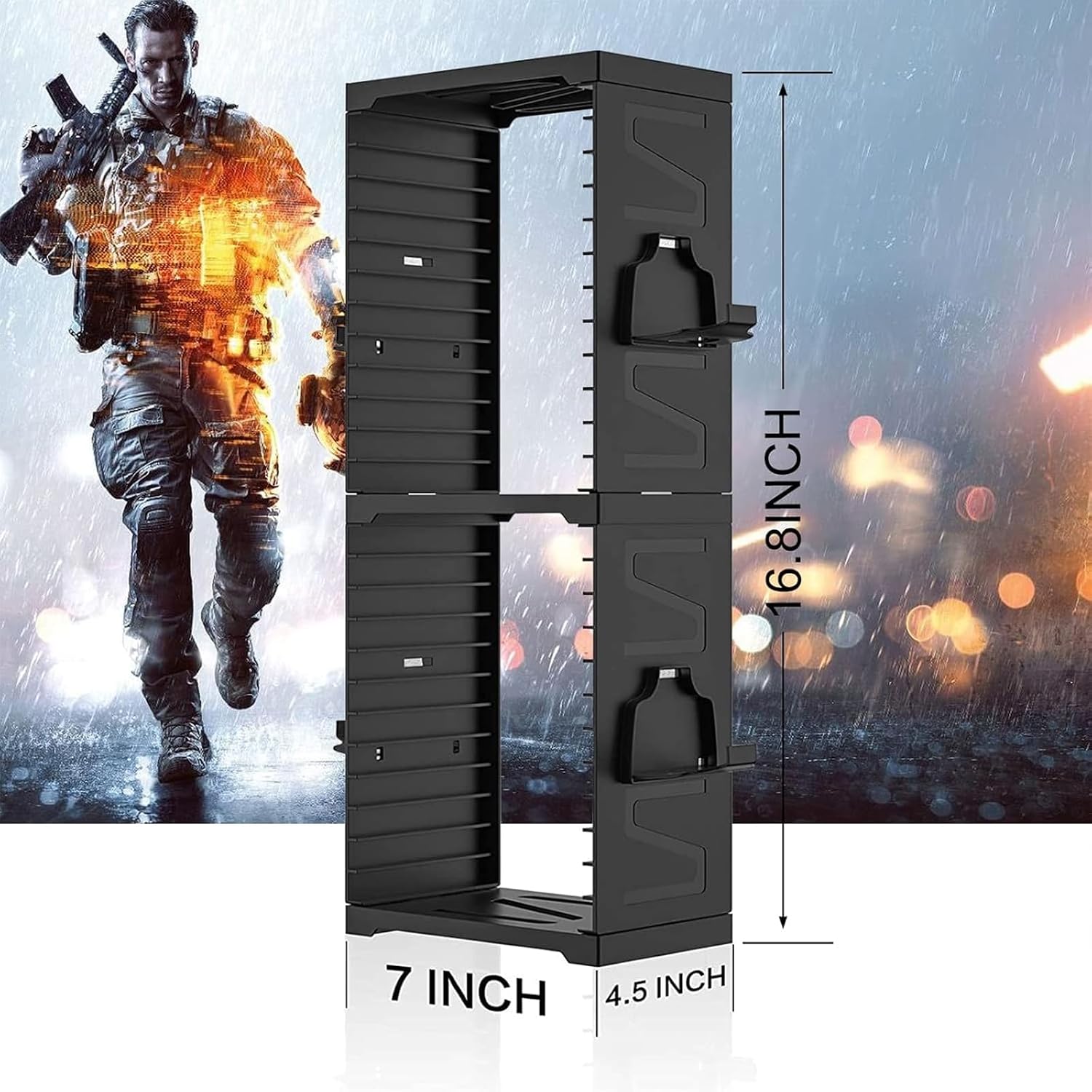 Detalle de ASFSKY video game holder Storage Tower, 24-Game Organizer with 4 Hooks