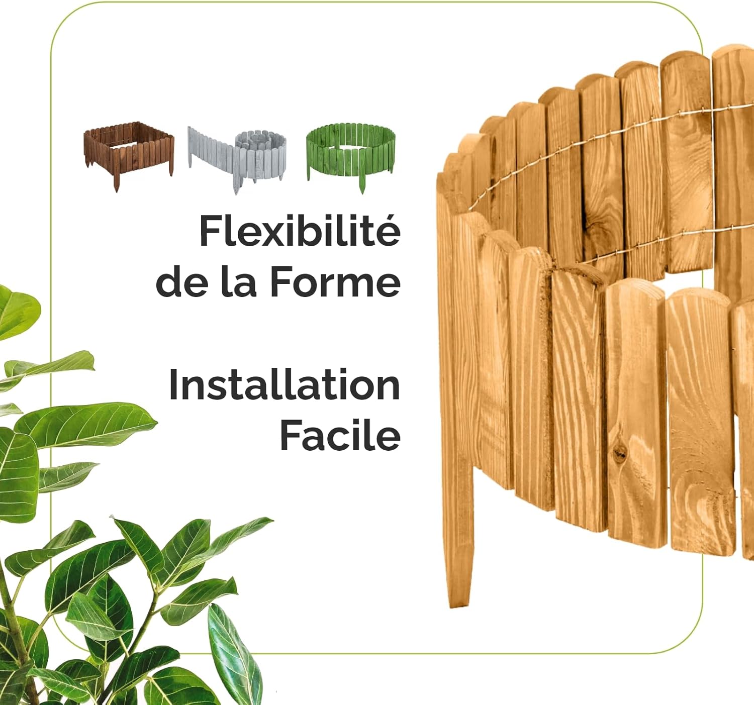 Thumbnail 2 de Garronda GD-0046 Bordure Jardin Extérieur 200 cm – Bois traité, Ø Massif au Parcours Flexible