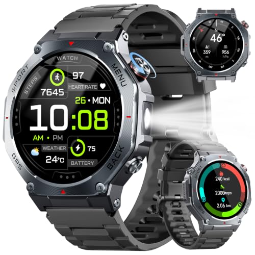 Detalle de Jugeman Smart Watch for Men: 1.43" AMOLED Military Fitness Watch with Bluetooth Calling