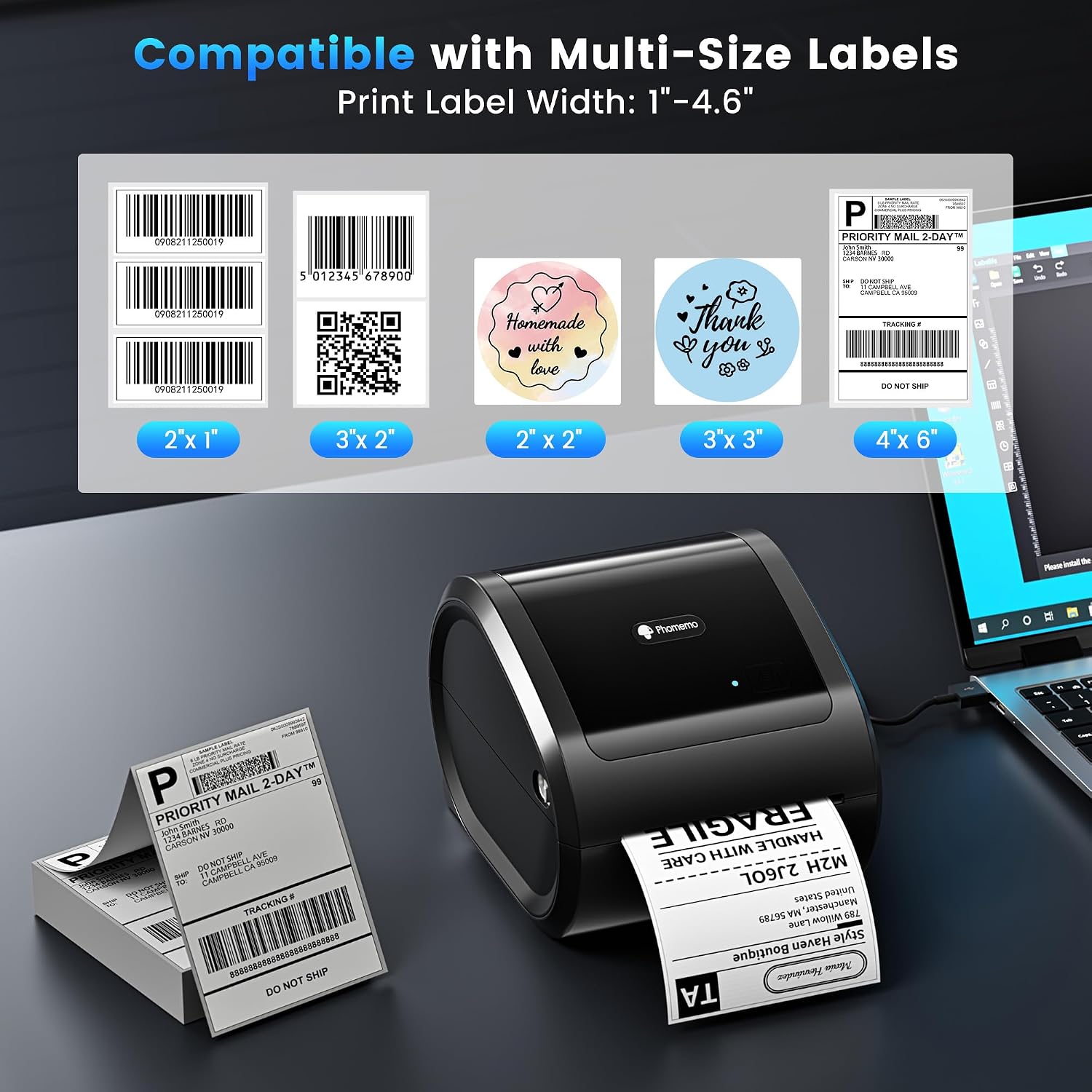 Detalle de Phomemo thermal label printer D520BT