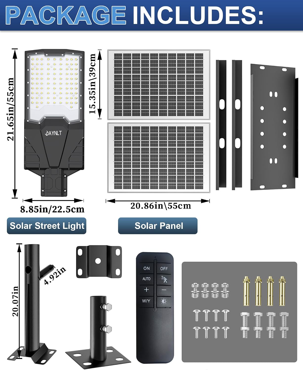Detalle de JAYNLT Solar Street Light, 60,000mAh Battery