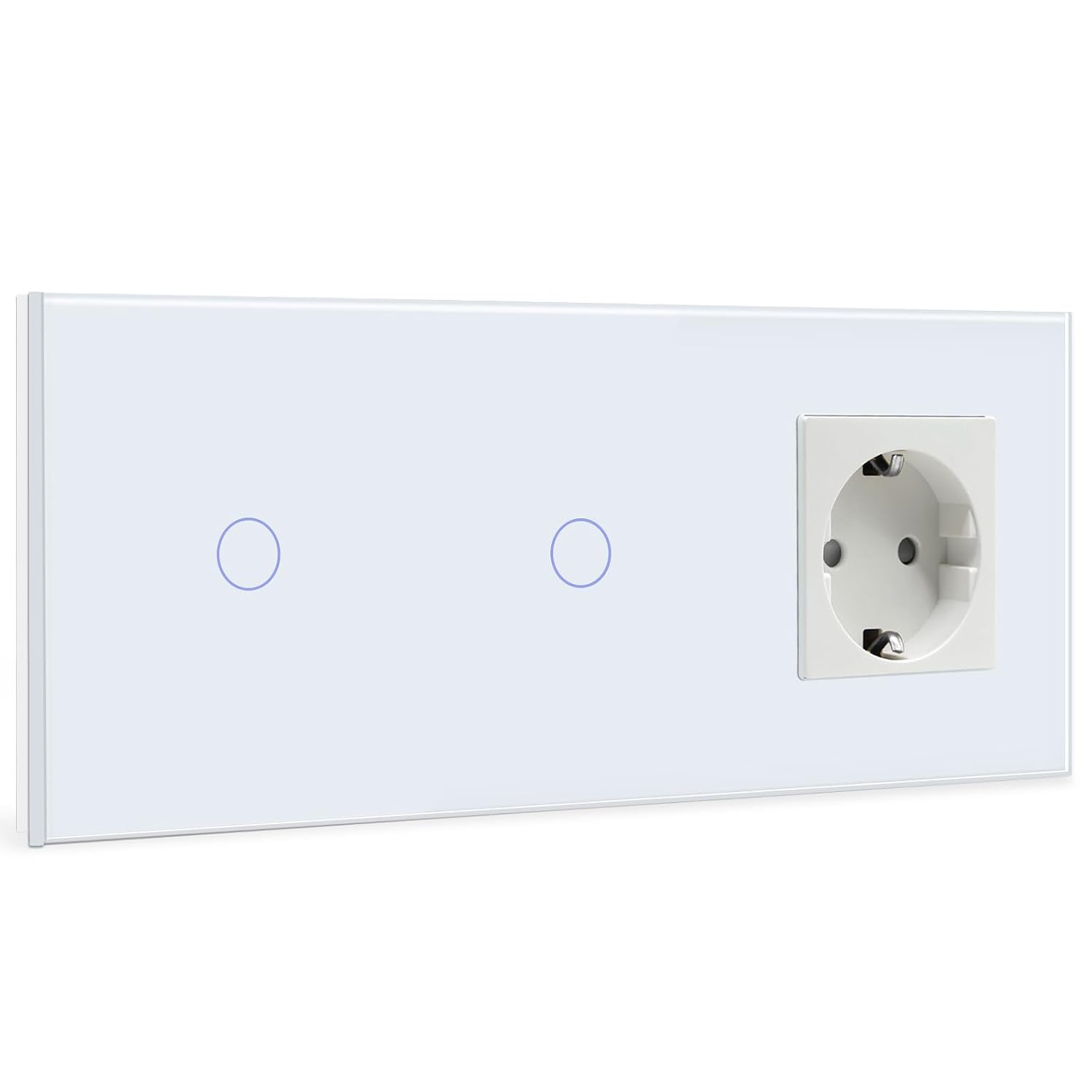 Detalle de BSEED Touch-Lichtschalter mit Steckdose, Unterputz, 1fach (1‑Weg), Glasrahmen, doppelt