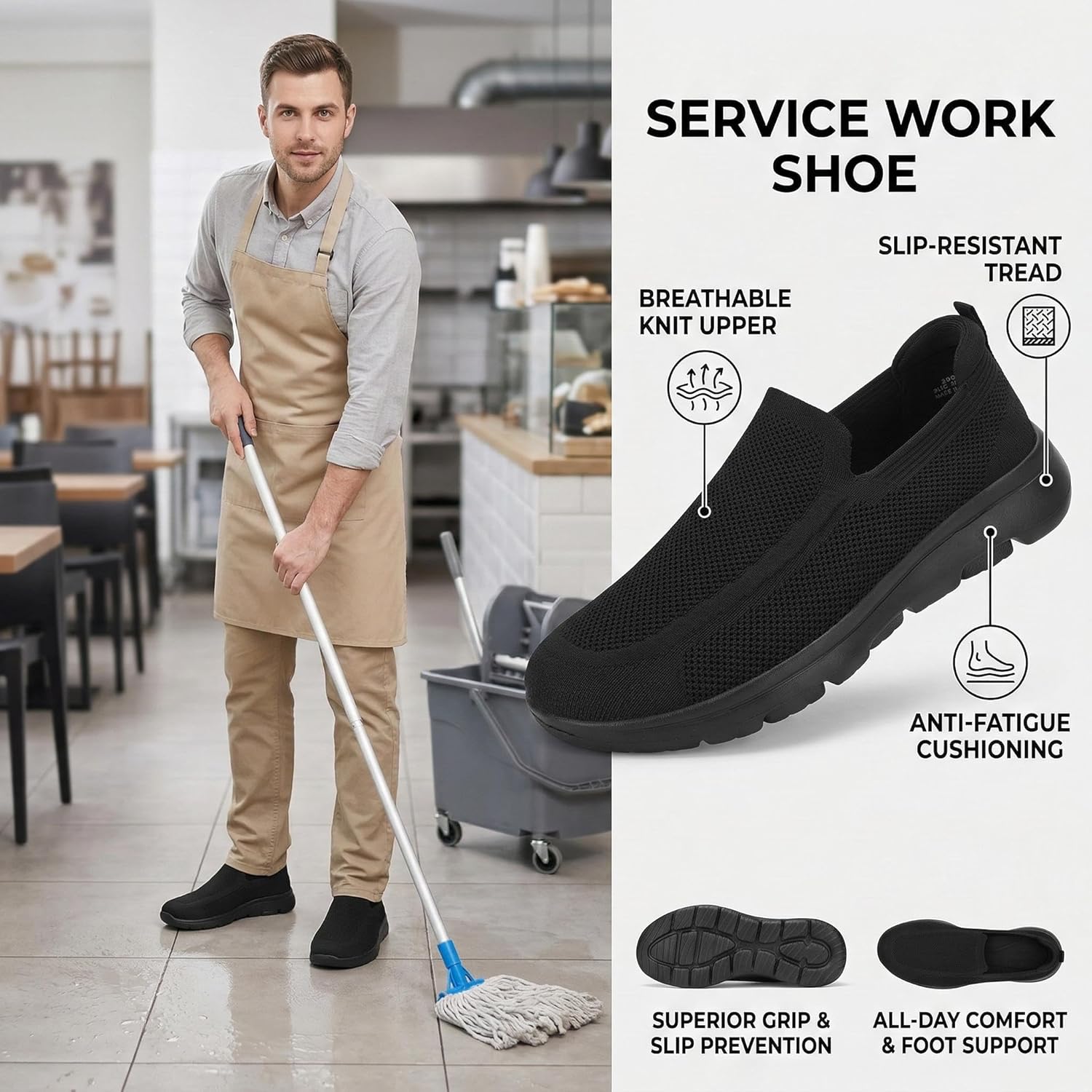 Thumbnail 3 de konhill Herren Slip-On Sneaker Leicht & Atmungsaktiv – Mesh Sportschuhe für Fitness, Tennis und Freizeit