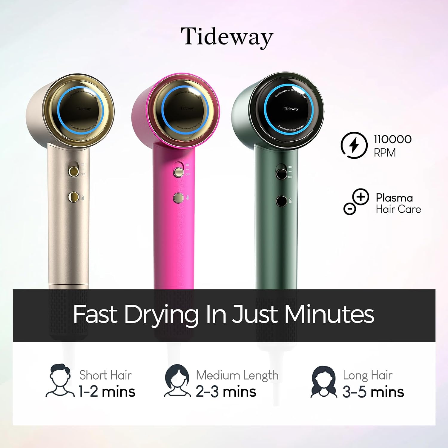 Detalle de Tideway H11 Professional High-Speed Ionic Hair Dryer (110,000 RPM) with Magnetic Diffuser
