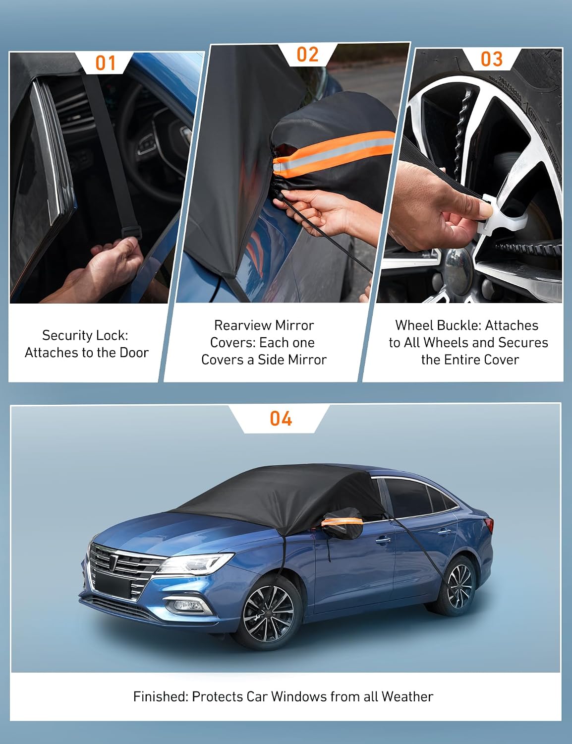 Thumbnail 6 de AstroAI Car Windshield Snow Cover with 2 Mirrors