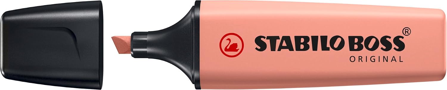 Detalle de STABILO BOSS ORIGINAL 30er Textmarker-Set: Neon, Pastell, Naturtöne & Schwarz mit Stiftehalter
