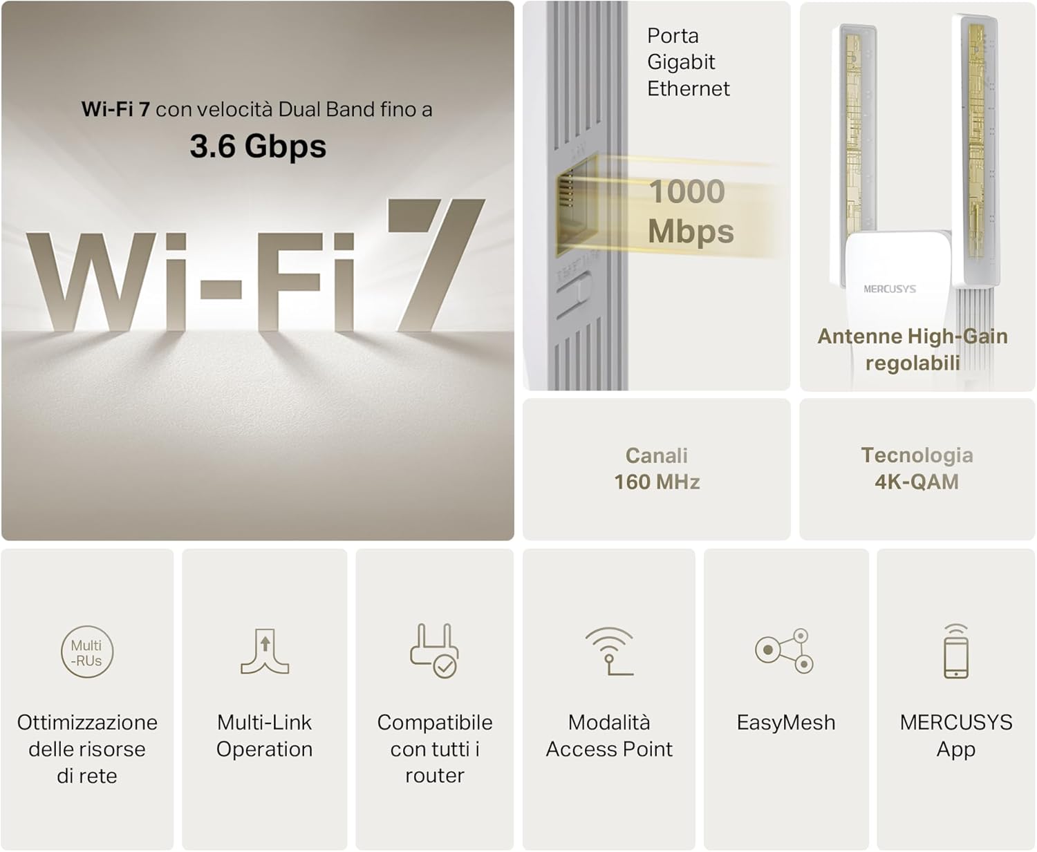 Thumbnail 1 de TP-Link ME25BE Ripetitore WiFi 7 BE3600 Mbps, 1 porta Gigabit 📶