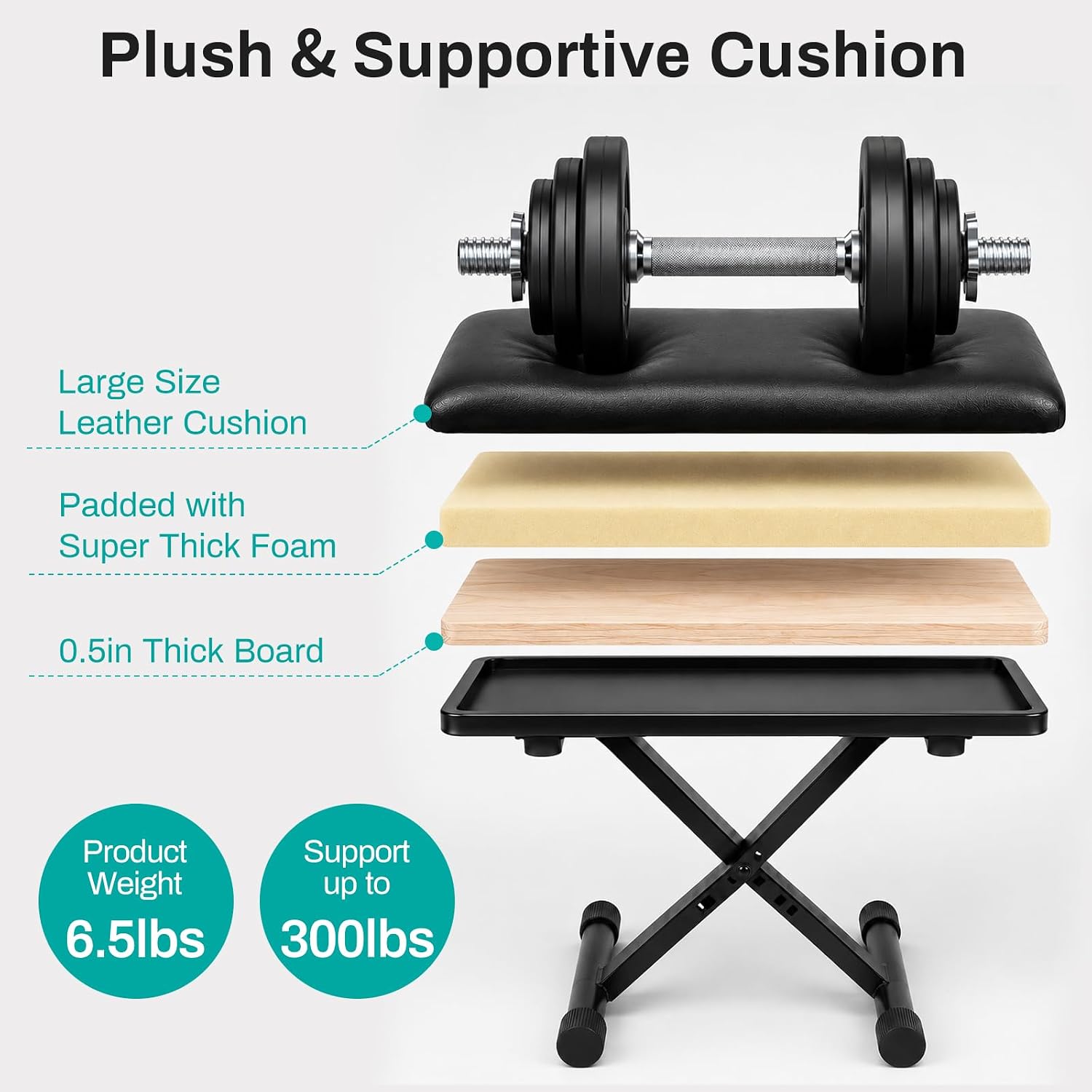 Thumbnail 6 de AODSK AS-X21 Keyboard Bench, Adjustable Folding X-Style with Padded Seat