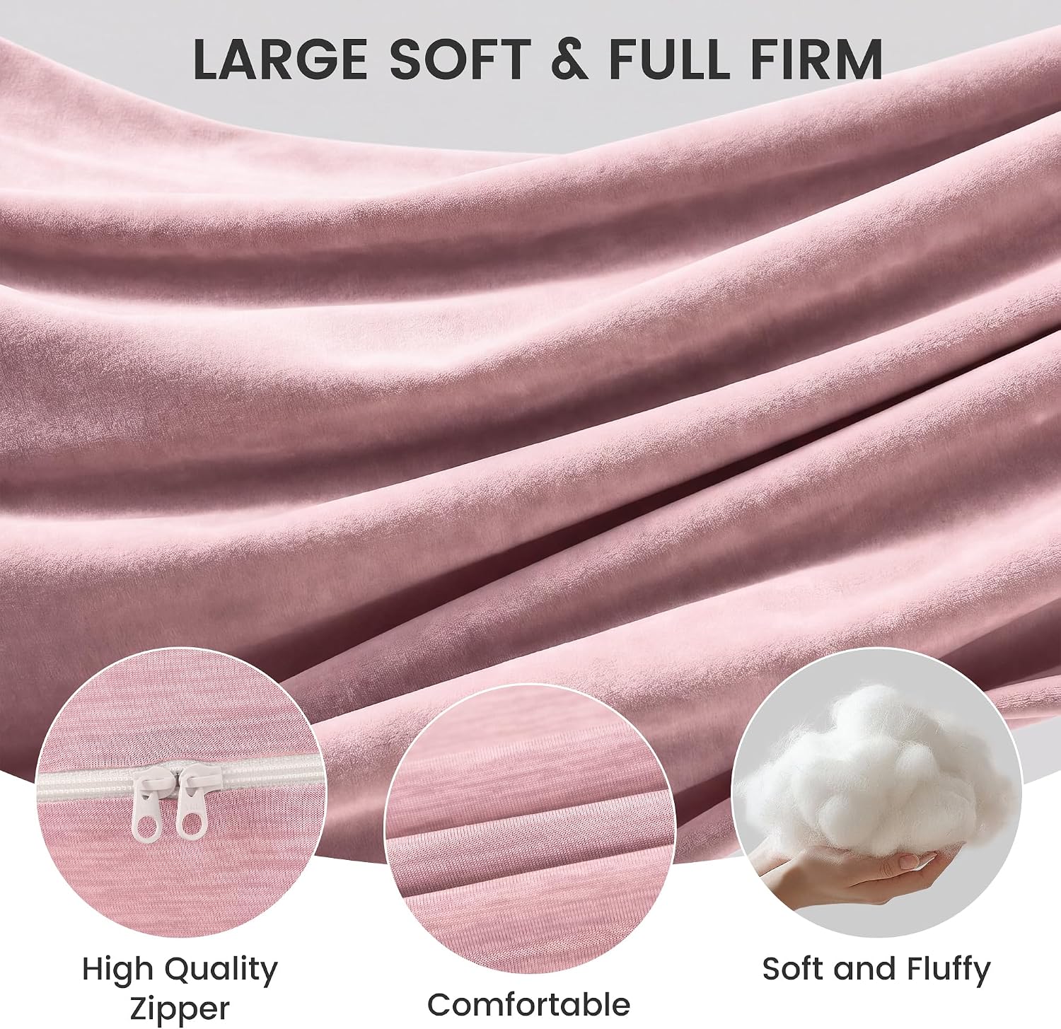 Detalle de Jcickt 59-Inch Full-Body Pregnancy Pillow with Ice Silk Cover, Pink