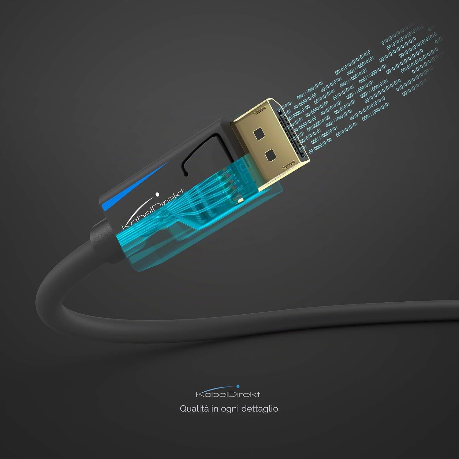 Detalle de KabelDirekt DisplayPort 8K – Cavo DP 1.4 con AIS e schermatura multistrato, 1 m