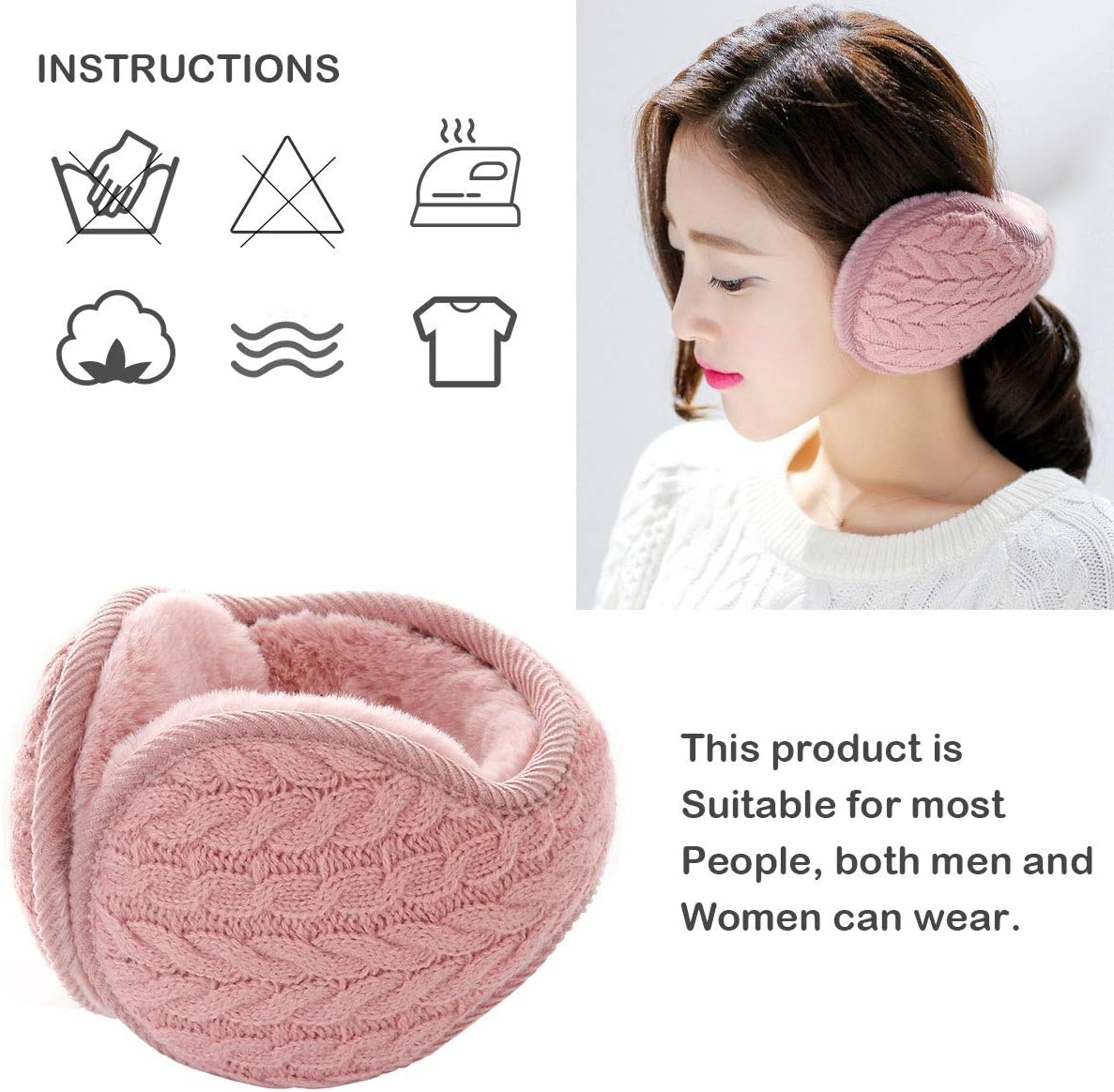 Detalle de BOER Warm Ear Muffs for Winter – soft, windproof, lightweight earmuffs with adjustable fit