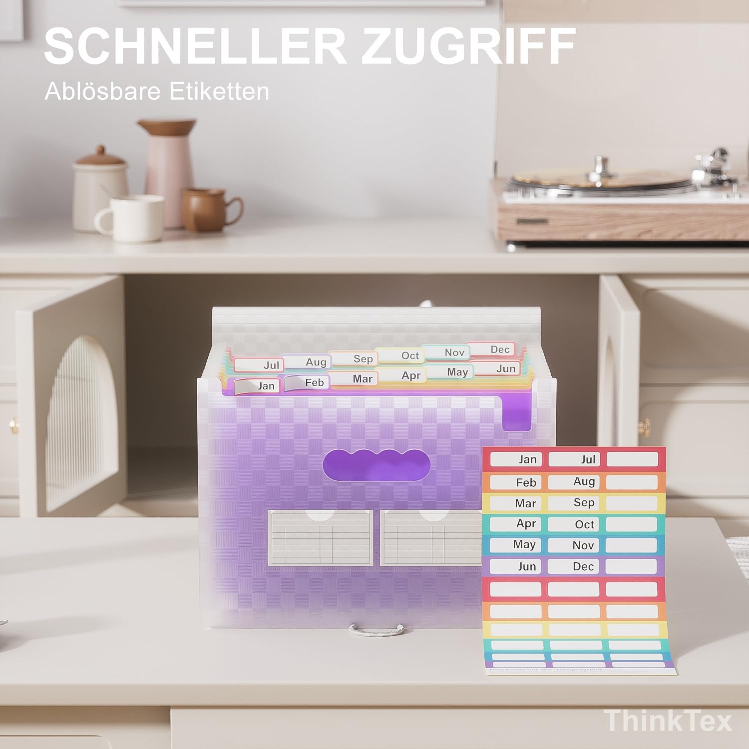 Detalle de ThinkTex Accordian Aktenordner mit 12 Fächern (erweiterbar) für A4 – orange
