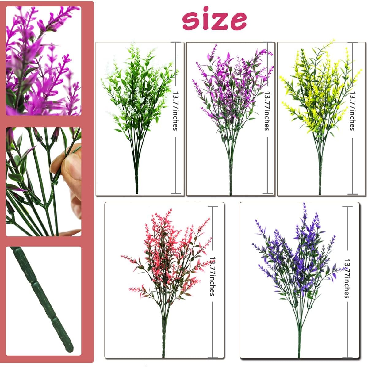 Thumbnail 6 de Sredumn 20 Bundles Artificial Lavender Flowers (UV resistant) for outdoor pots, hanging baskets and fences