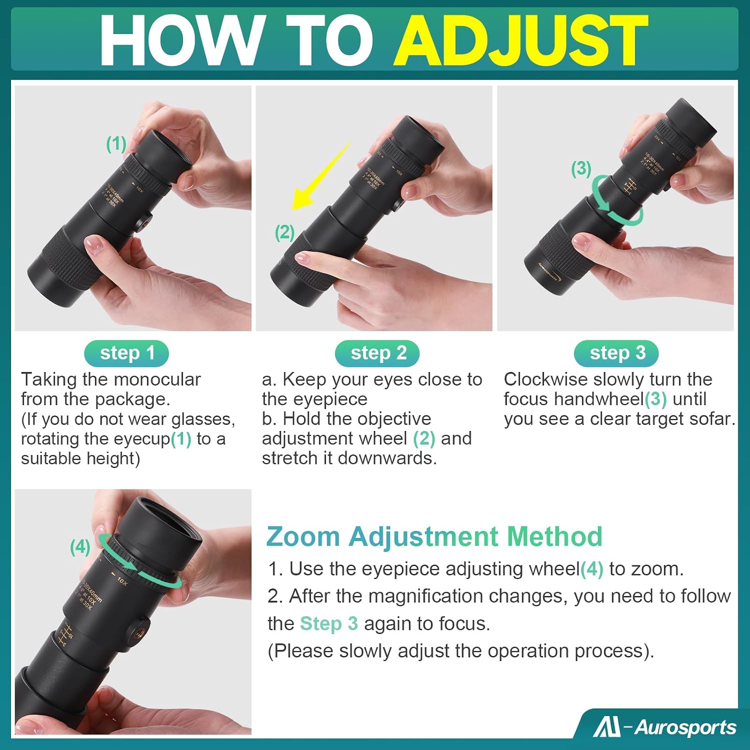 Thumbnail 5 de Aurosports 10-30x40 Zoom Monocular for Birdwatching 🔭