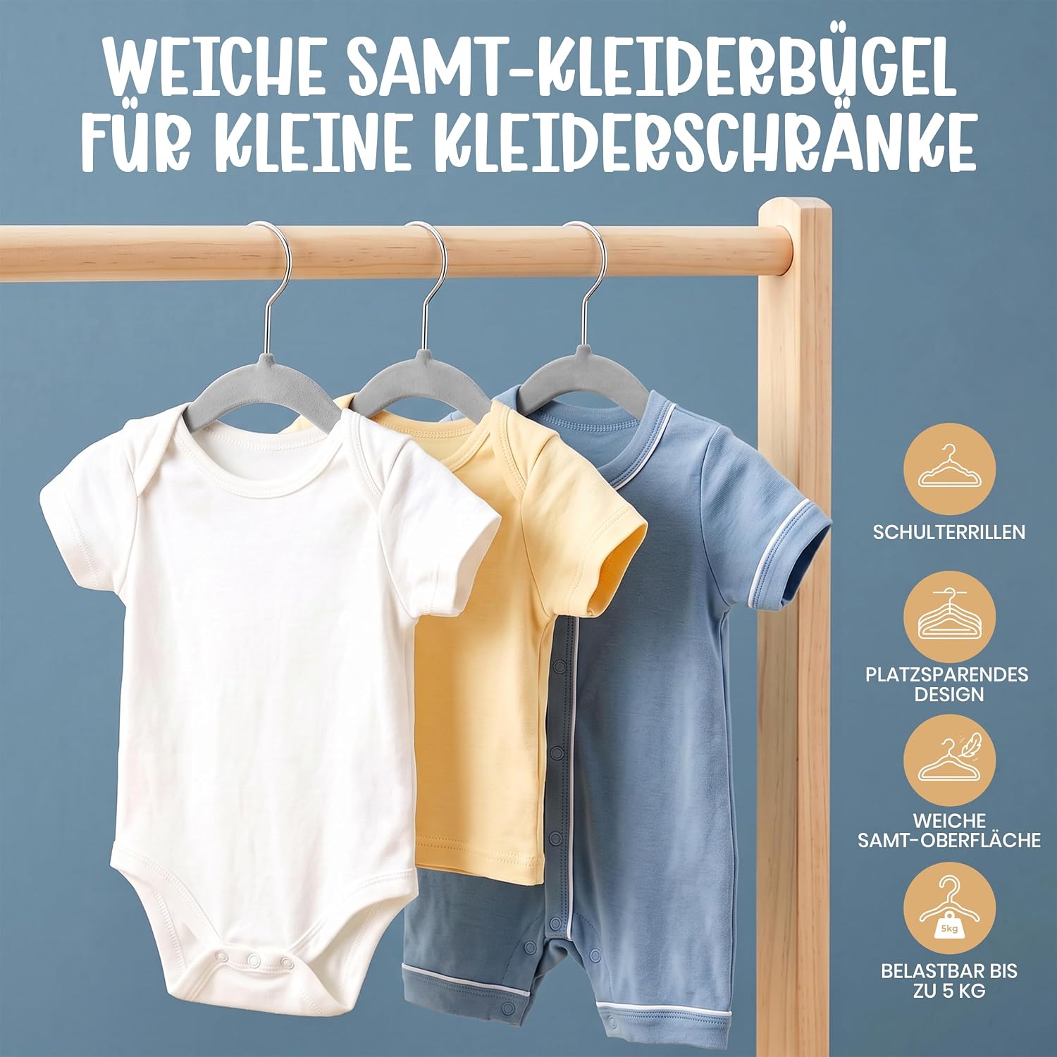 Detalle de Utopia Home Kinder-Kleiderbügel 50 Stück, 27,9 cm