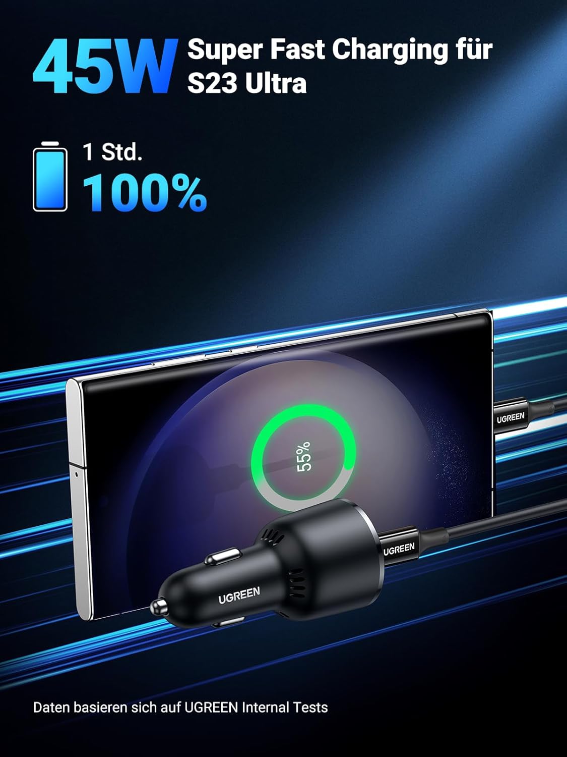 Thumbnail 1 de UGREEN Zigarettenanzünder-USB-C Autoladegerät 63W (45W + 18W) mit PPS für bis zu 2 Geräte