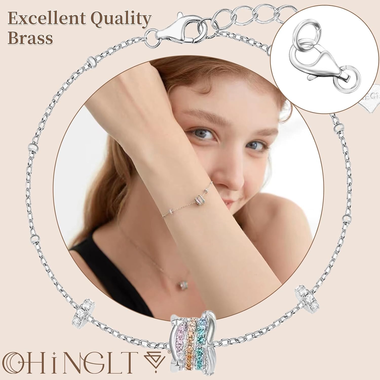 Detalle 2 de OHINGLT A Lobster Clasps for Jewelry Making, Brass, Silver Color, 12 Sets