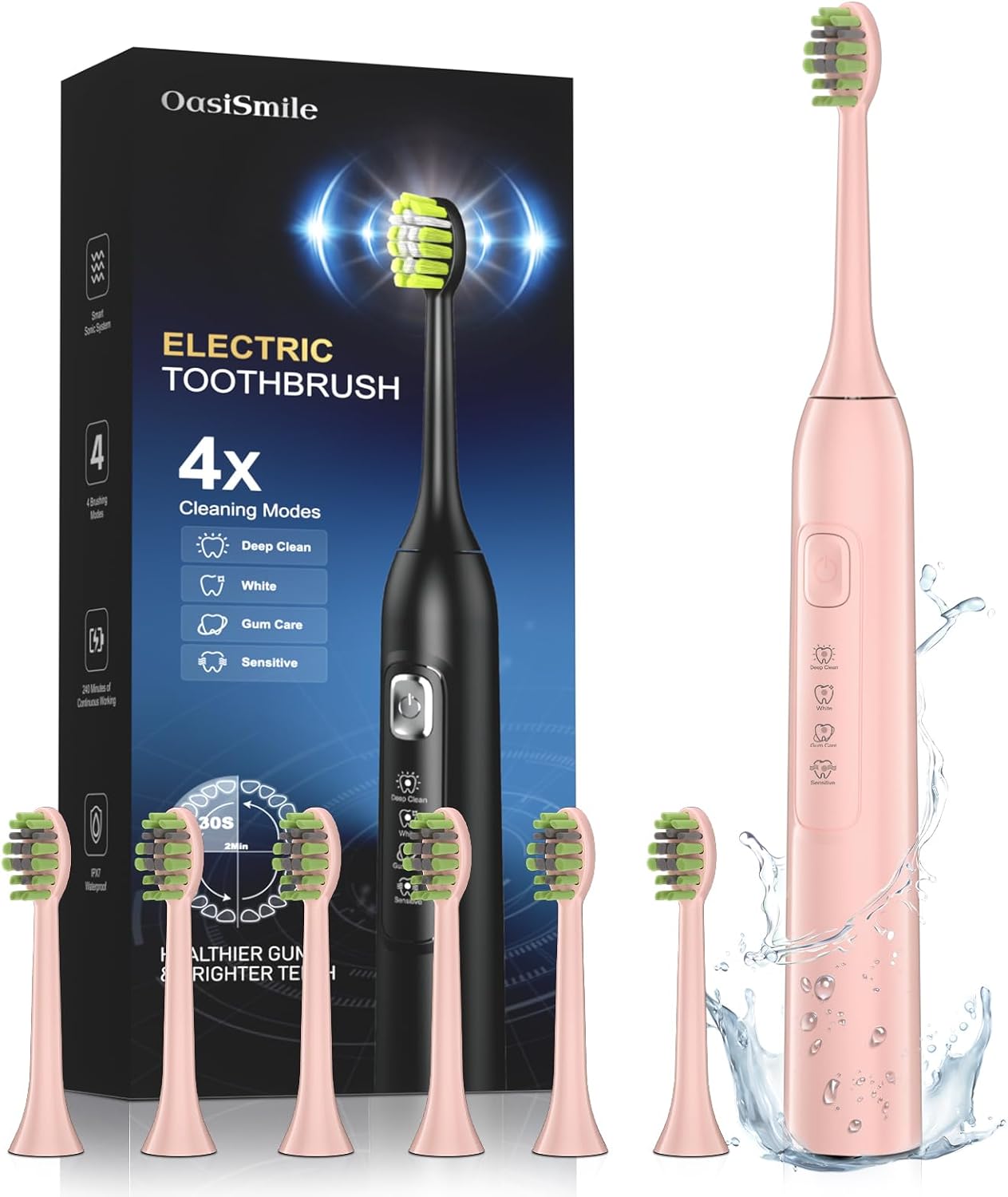 Thumbnail 6 de OasiSmile Electric Toothbrush for Adults — 42,000 VPM Sonic Cleaning, 4 Modes, 6 Heads, 120-Day Battery