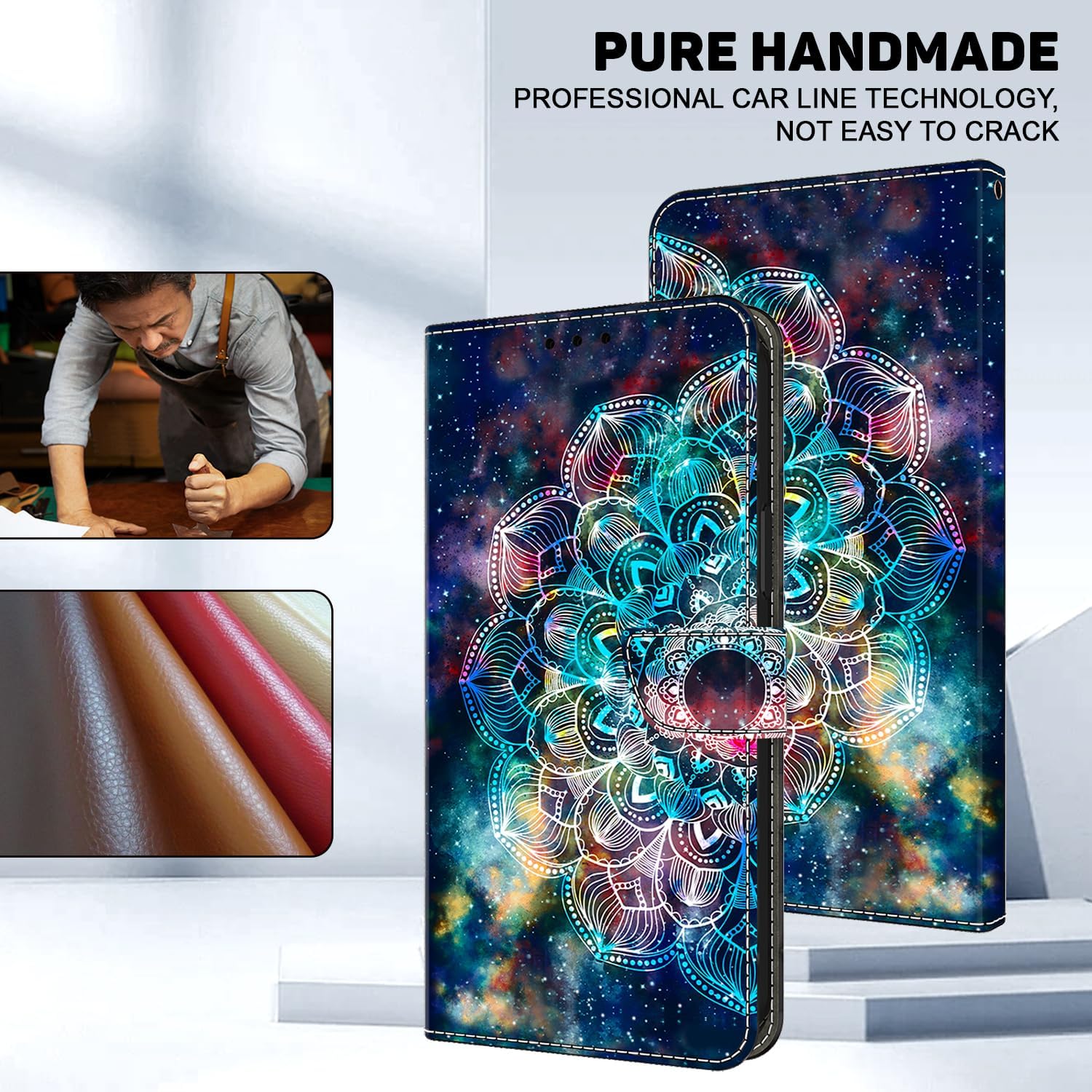 Thumbnail 6 de BOLELAW Hülle für Honor 400 – Stoßfeste PU-Leder Wallet mit Magnetverschluss, Standfunktion und 2 Kartenfächern (Mandala)