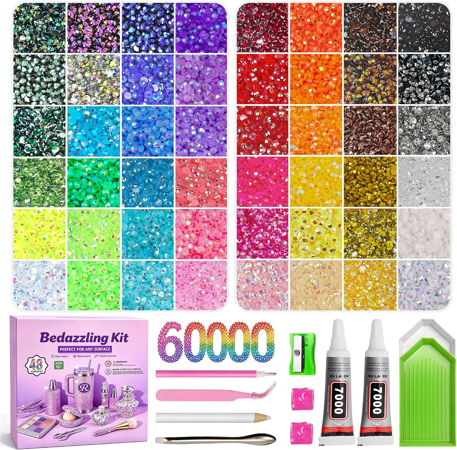 Thumbnail 4 de Fournine 40,000 Pcs Resin Jelly Rhinestones Kit – 3mm Multicolor Flatback with B7000 Glue