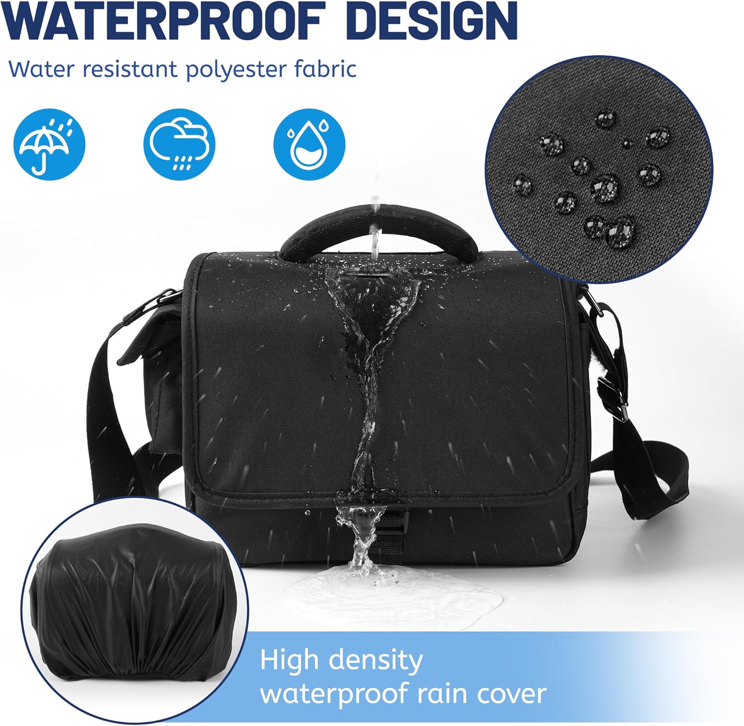 Detalle 2 de Haiane SLR Kameratasche – Wasserdicht, stoßfest und flexibel einstellbar (Schwarz)