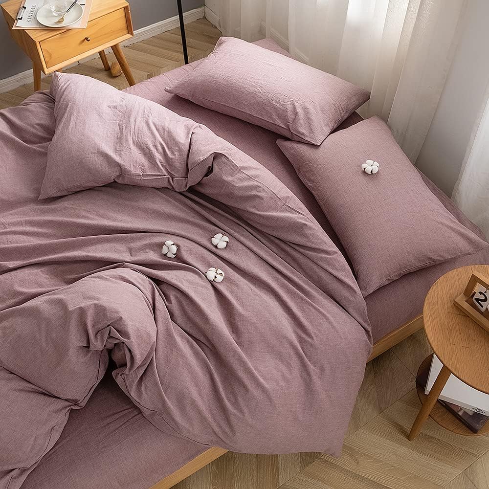 Thumbnail 2 de FACE TWO FACE SXM King Duvet Cover Set, 100% Washed Cotton, Purple Bean Paste