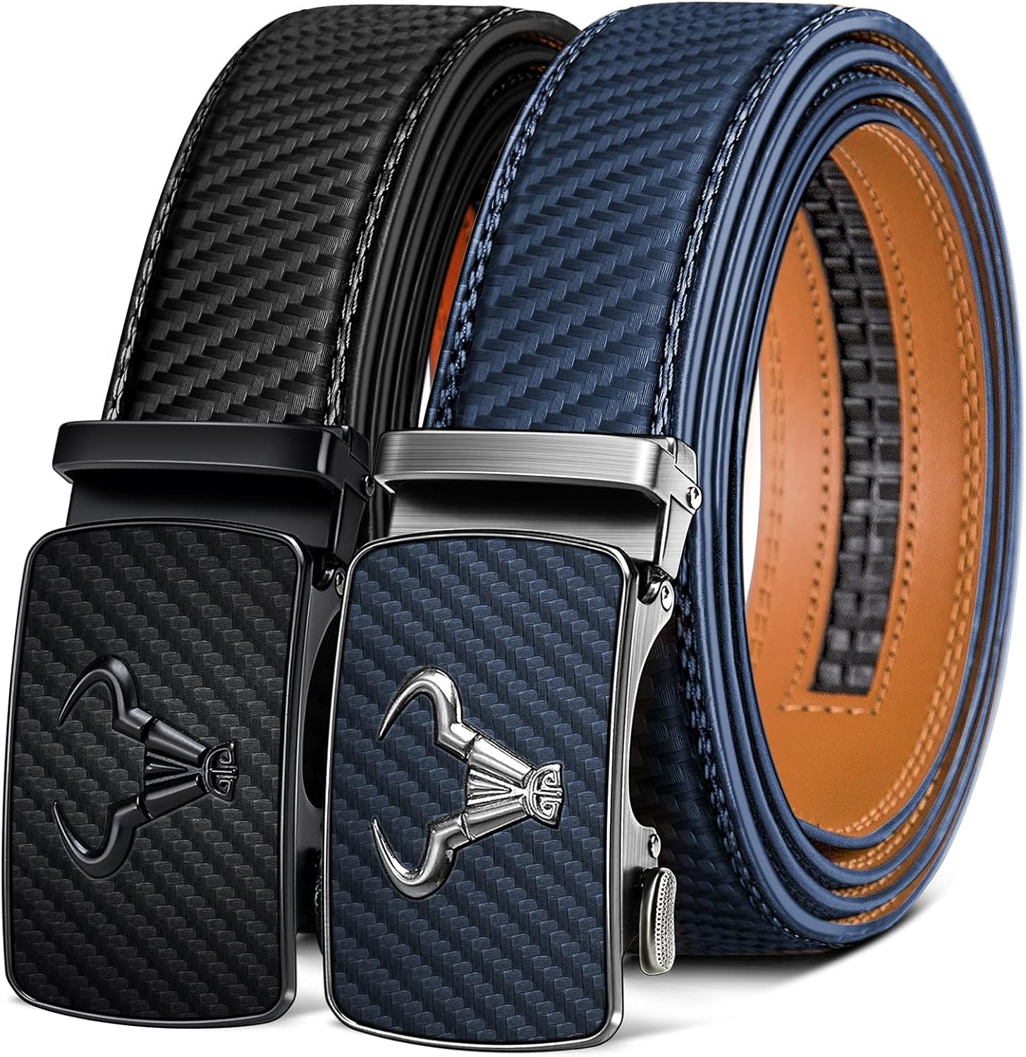 Detalle de BULLIANT Men Belt 2Pack: Leather Ratchet Belt for Dress, Casual & Jeans