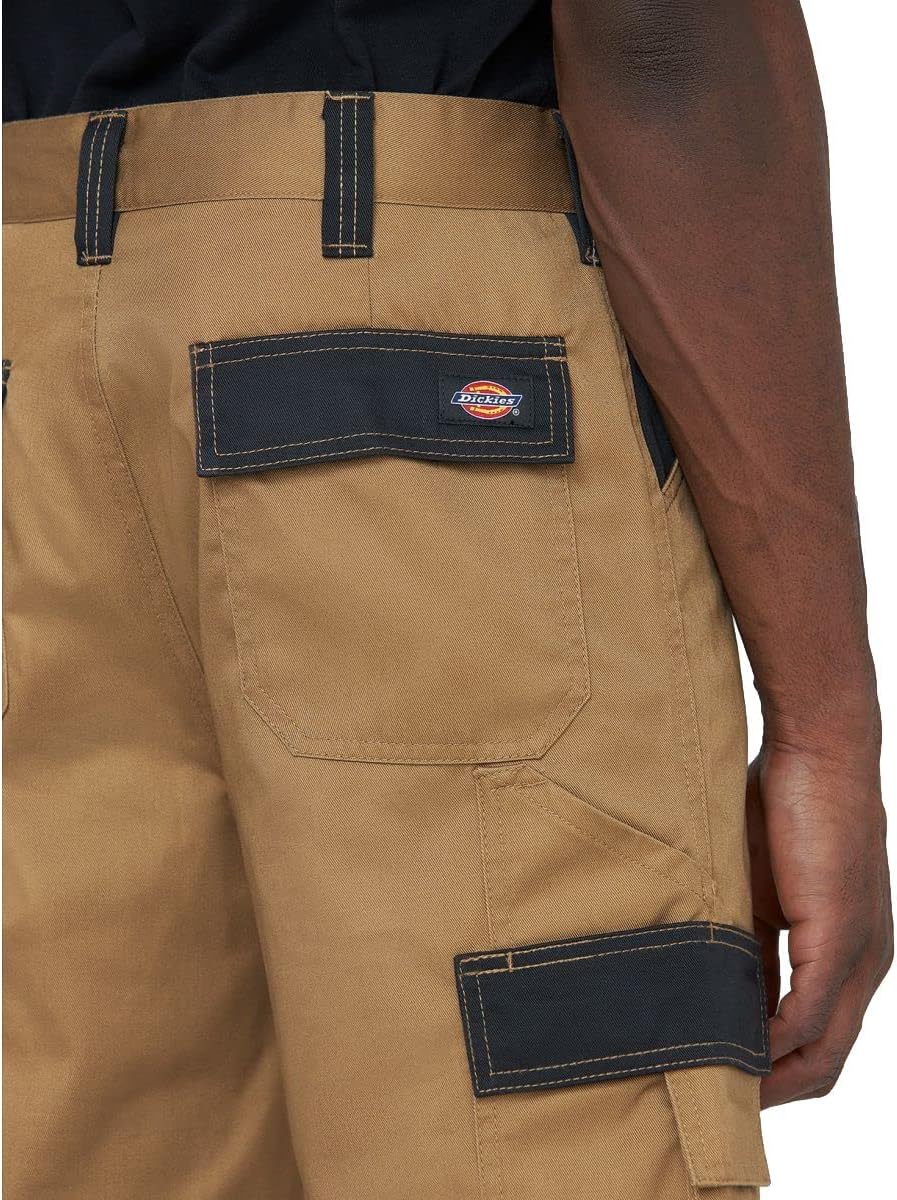 Detalle de Dickies Everyday Pro-shorts för herr, khaki/svart, 6 fickor, storlek 34