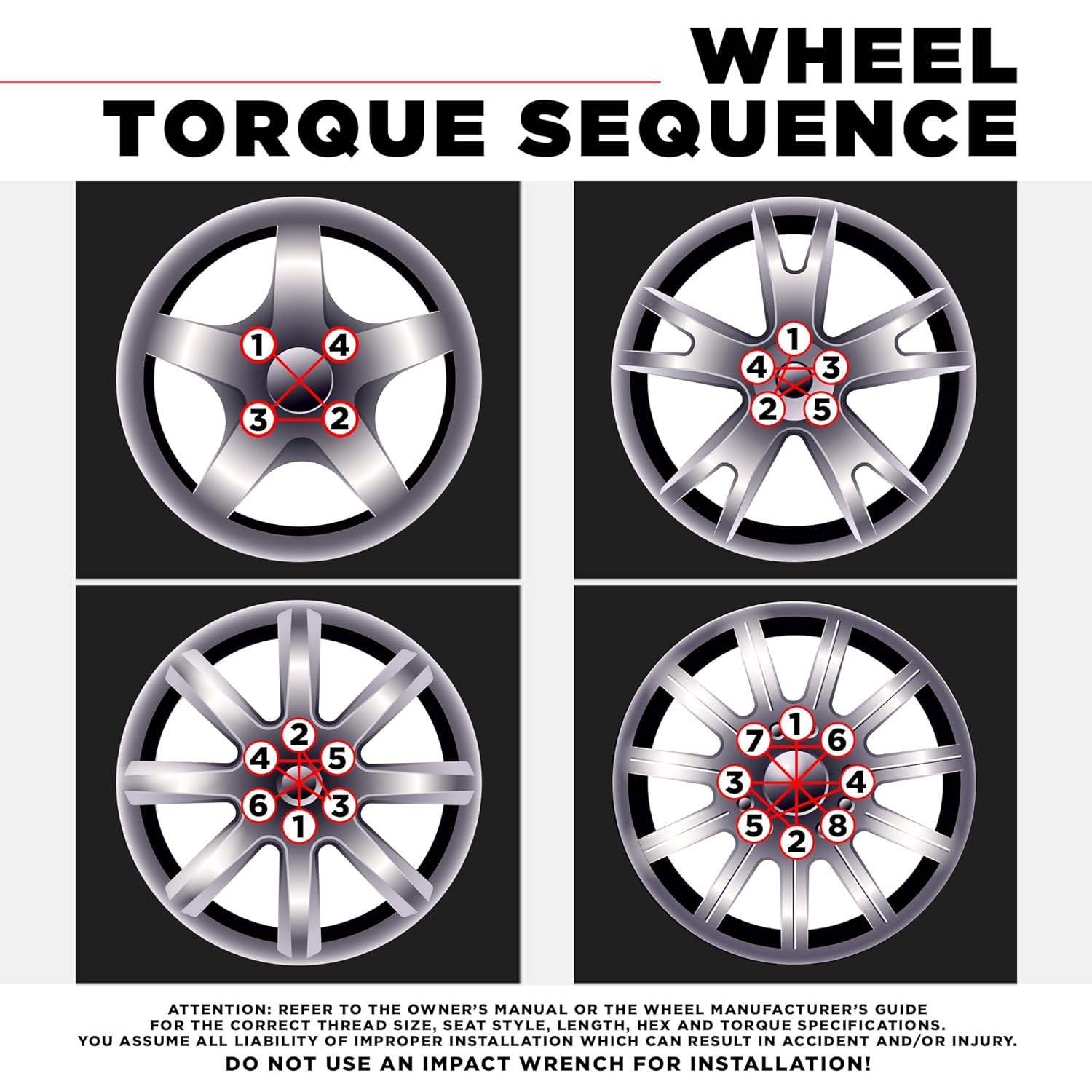Detalle de White Knight 1304-1S-20AM Lug Nuts, 1/2"-20 Zinc Open-End Bulge Acorn, 20 Pack
